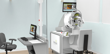 Figure 1 (Top) An Oraya Therapy treatment room featuring the IRay® Radiotherapy System. Figure 1 (Top) An Oraya Therapy treatment room featuring the IRay® Radiotherapy System.